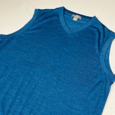 Daniel Cremieux Signature Extra Fine Merino Wool V-Neck Sweater Vest Blue XL Men