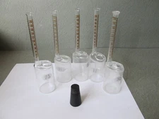 Lot of 5 Kimble Chase KIMAX Babcock Bottles w/Stoppers 20%