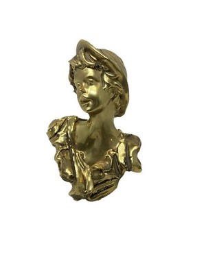 Vtg Edoardo  Tasca ITALIAN Bronzed PORCELAIN Capodimonte Girl Bust  Art Nouveau