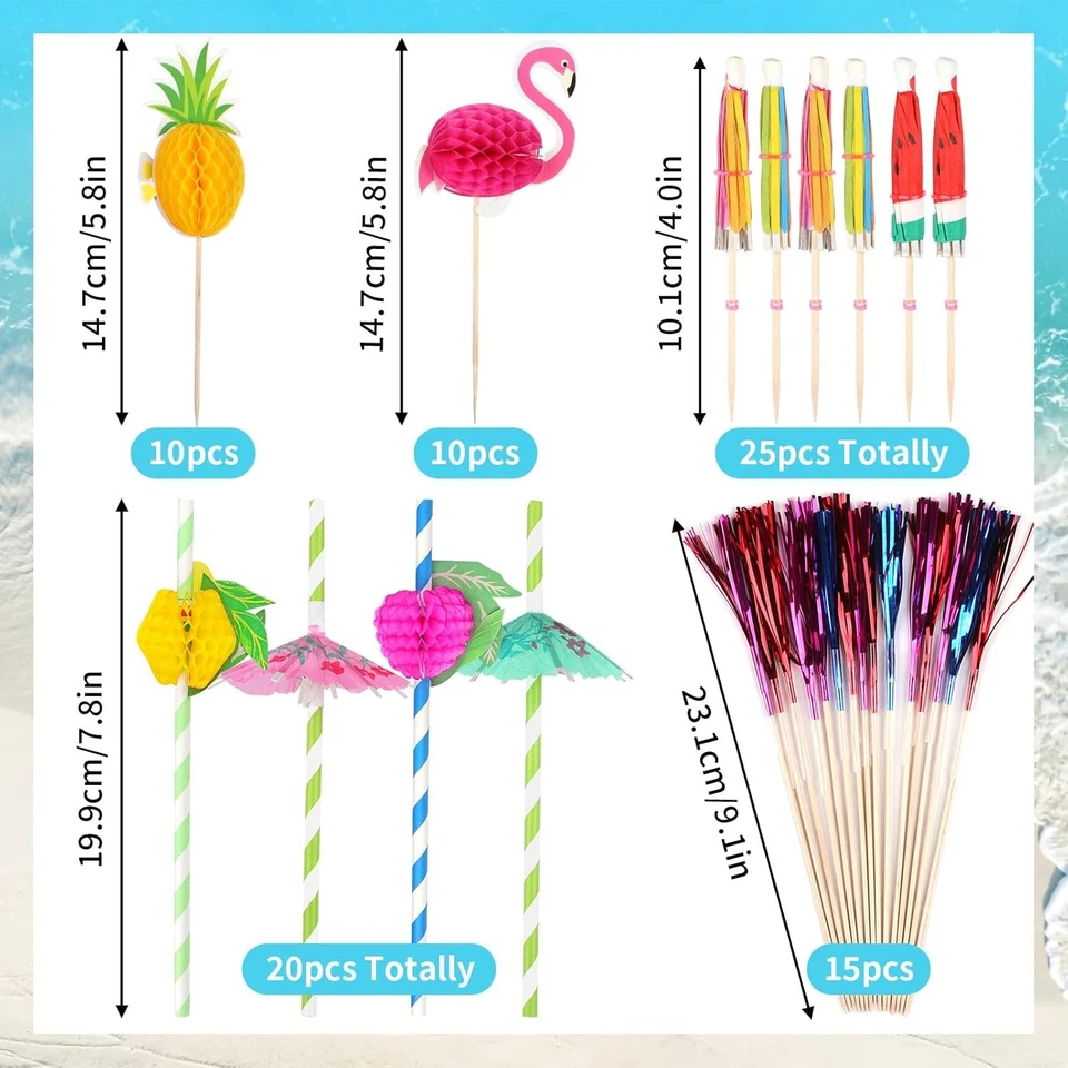 Cocktail Deko, 80 Stück Wiederverwendbar Cocktail Schirmchen, Feuerwerk Sticks - Bild 2 von 4