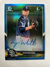 2018 Bowman Chrome Blue Refractor Auto RYAN WEATHERS RC, YANKEES #CDA-RW,  /150