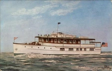 Houseboat Cruiser "Coronet" F.A. Russo Inc. Chrome Original Vintage Postcard