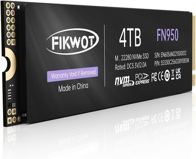 Fikwot FN950 4TB NVMe SSD PCIe Gen4x4 M.2 2280,Read Up to 5000MB/s, Configure SL