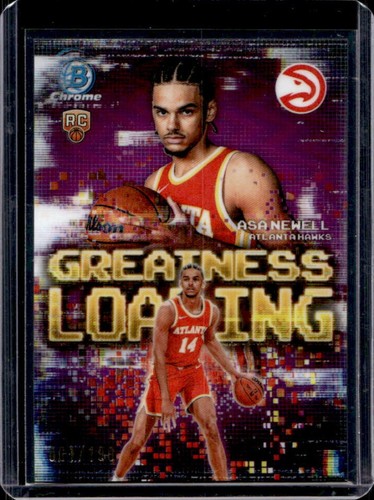 2025-26 Bowman Asa Newell Chrome Greatness Loading RC Fuchsia Refractor #/199