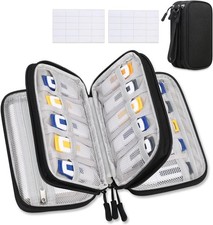 Lacdo USB Flash Drive Case with Labels, Organizer Thumb Black