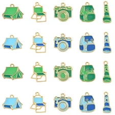 40pcs Outdoor Camping Charms Enamel Tent Chair Flashlight Travel Charms for DIY