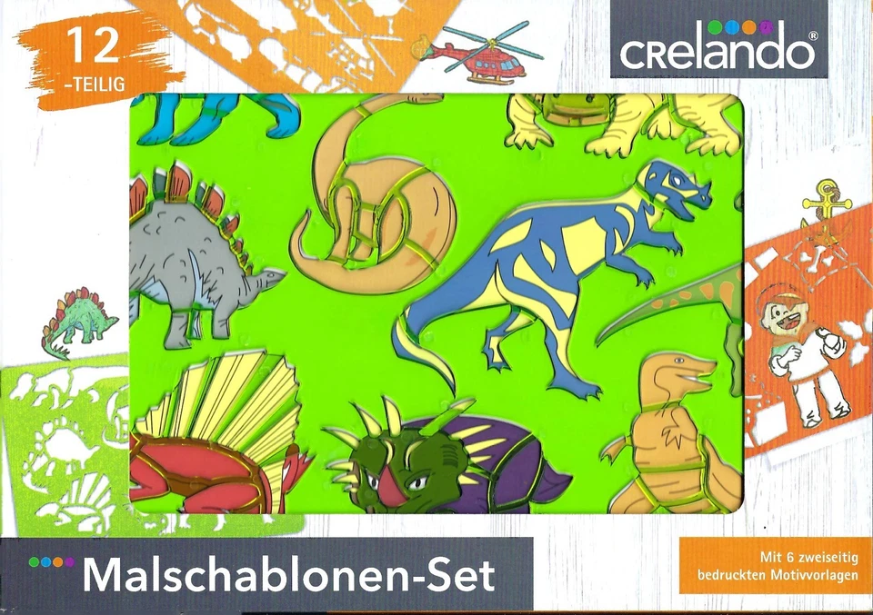 12-teiliges Malschablonen-Set mit verschieden Malvorlagen v. Crelando- Neu & OVP