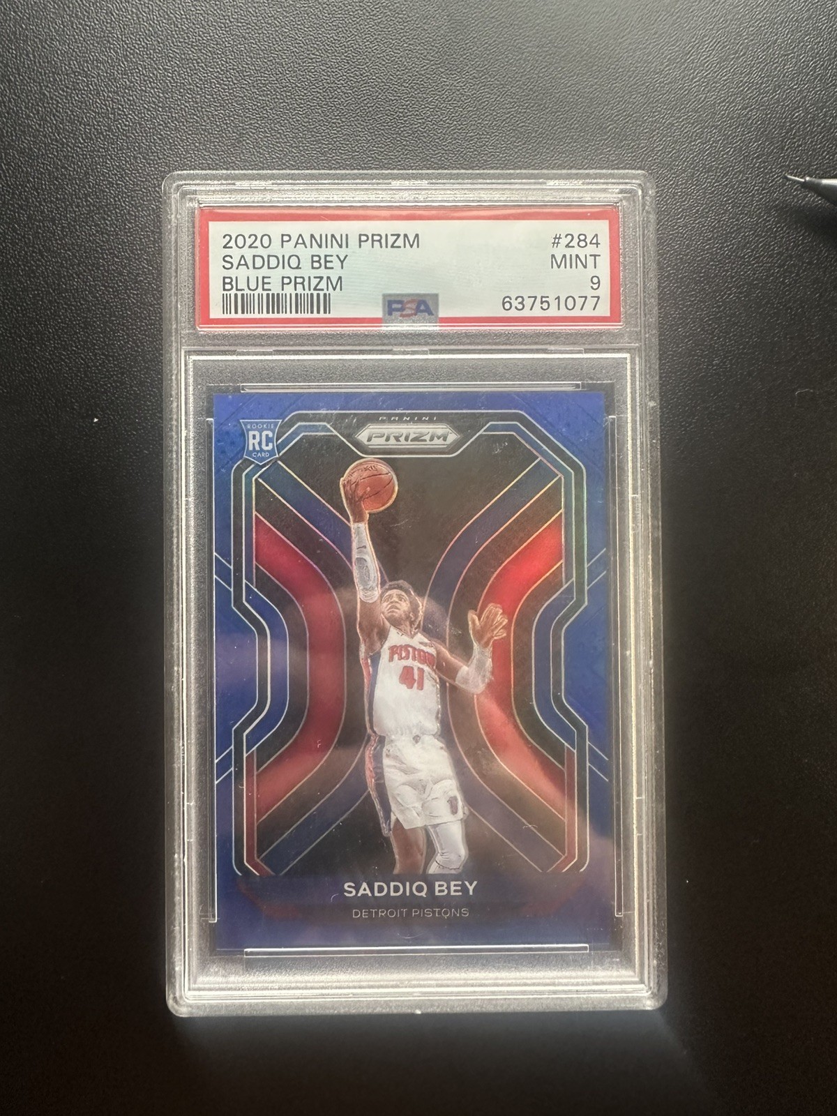 2020-21 Panini Prizm Blue Prizm /199 Saddiq Bey #284 Rookie RC PSA 9