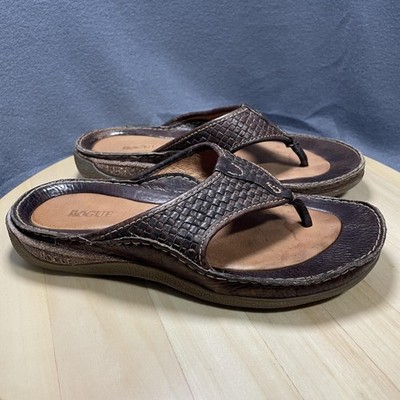 Rogue Sandal Thong Shoes W 8 Brown Leather Woven Flip Flop Comfort Boho Classic