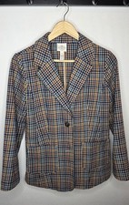 St John s Bay PS Petite Plaid Blazer Cotton Jacket Multicolor Women