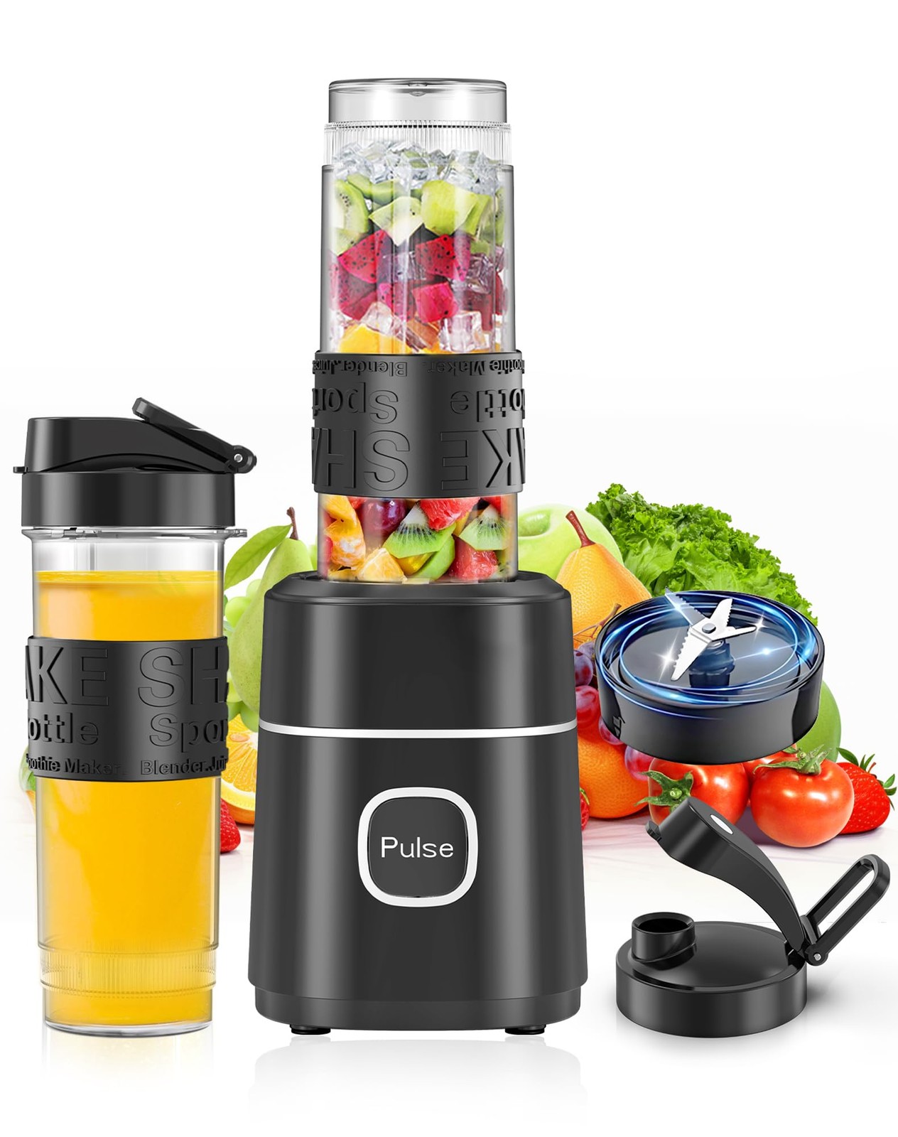 Mini Frullatore Sportivo 500W Acciaio Inox | Set 2 Tazze Portatili 570ml
