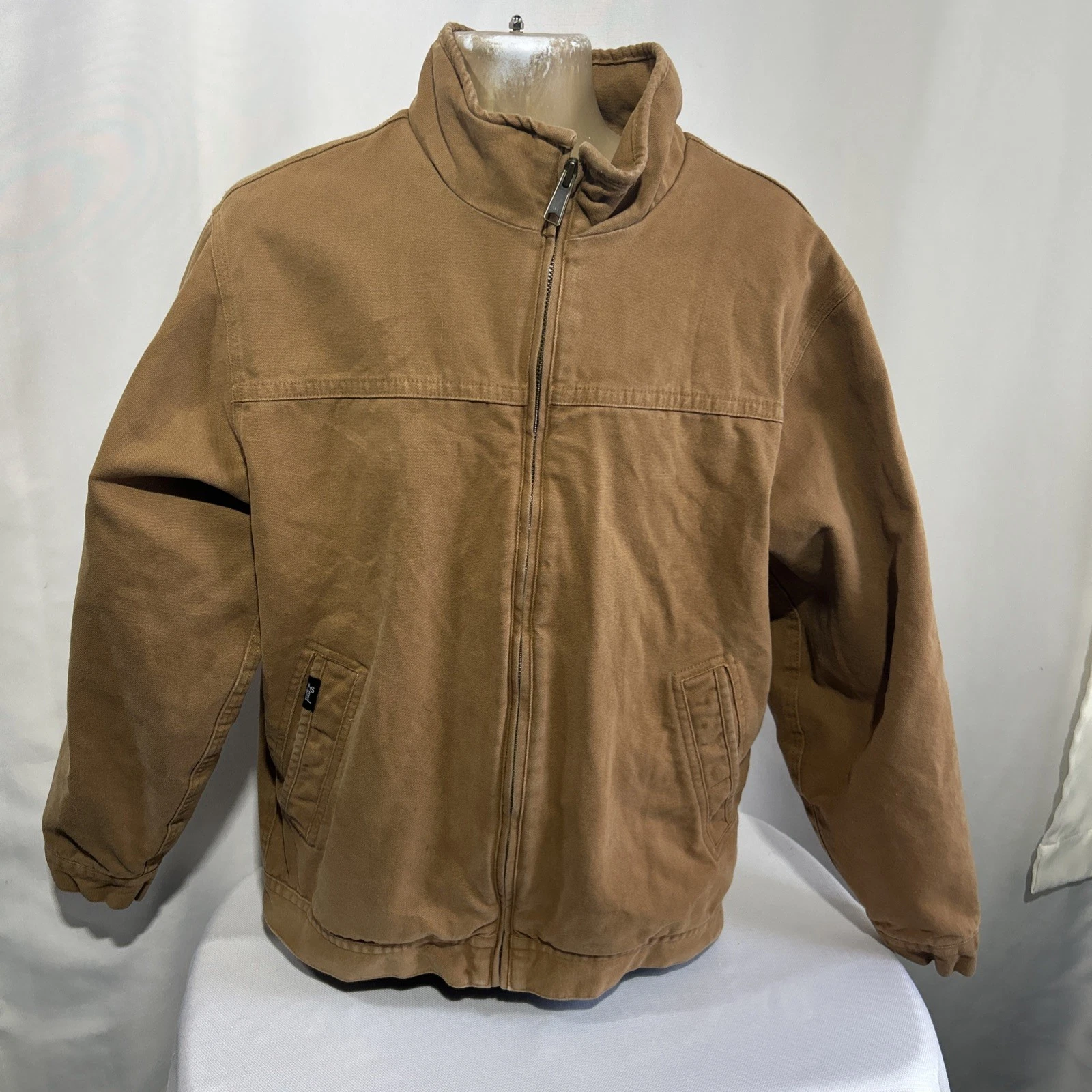 Cornerstone Jacket Mens Large Brown Canvas Flannel Lined Insulated Bomber CSJ40
