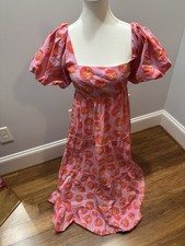 Show Me Your Much, Pink Dress With Tomato Print, Women’s Size Large