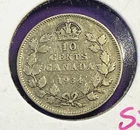 1934 Canada 10 Cent - Silver Ten Cent Coin - F 15 - George V