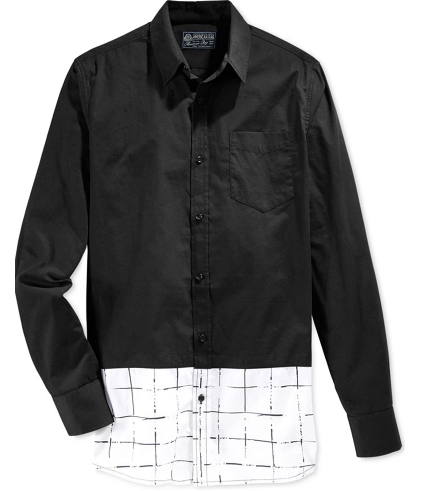 American Rag Mens Foster Button Up Shirt Black Small 4390₽