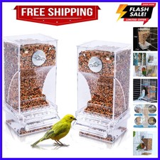 No Mess Bird Cage Feeder 2Pack Automatic Parrot Seed Feeders with Perch Acryl...