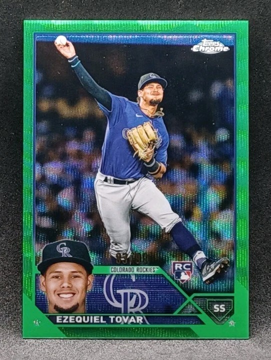 2023 Topps Chrome #106 Ezequiel Tovar #106 Green Wave Refractor /99 RC
