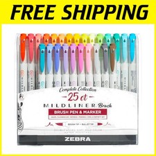 Dual Tip Mildliner Brush Pens, 25 Assorted Colors
