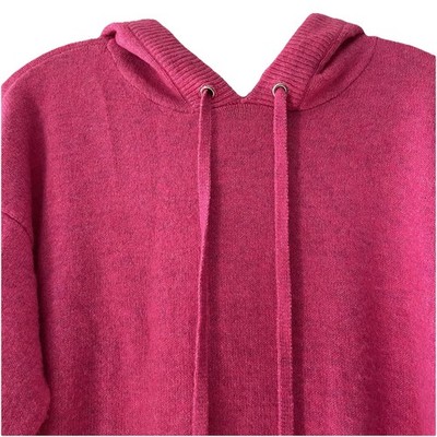 CeCe Women's Size Medium Fuchsia Pink Hooded Warm Pullover Stretchy Cozy Sweater