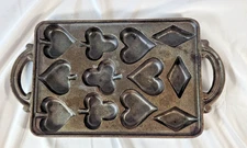 Vtg John Wright Cast Iron Pan Mold Cornbread  Playing Cards Spades Clubs Hearts