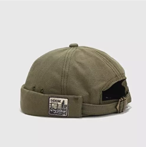 Vintage Docker Cap Brimless Hat Breathable Beanie Hats Cotton Retro Adjustable