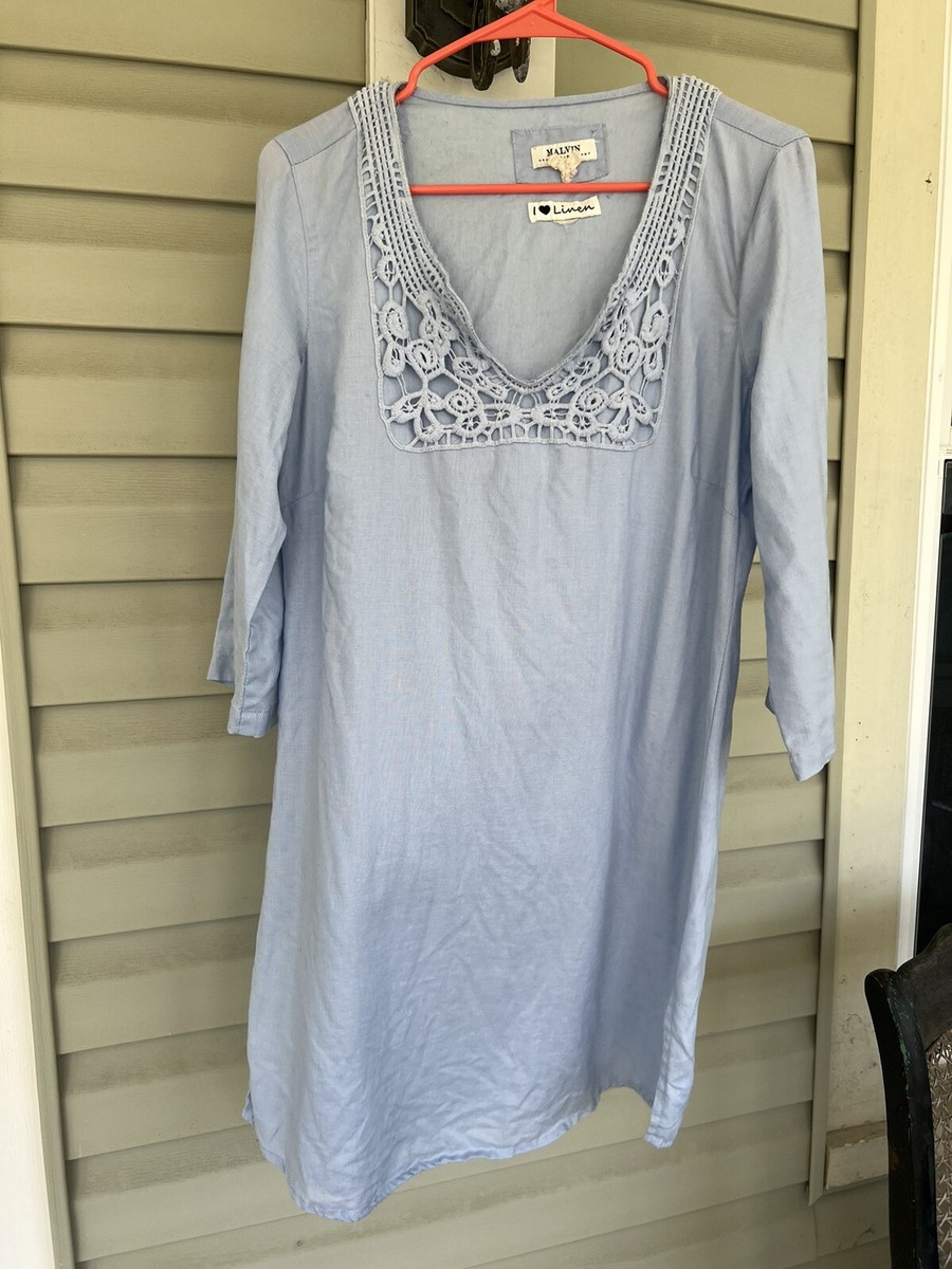 Malvin Hamburg Germany I love Linen Blue Linen Dress Sz Medium 8-10 | eBay Malvin Hamburg Germany I love Linen Blue Linen Dress Sz Medium 8-10 | eBay