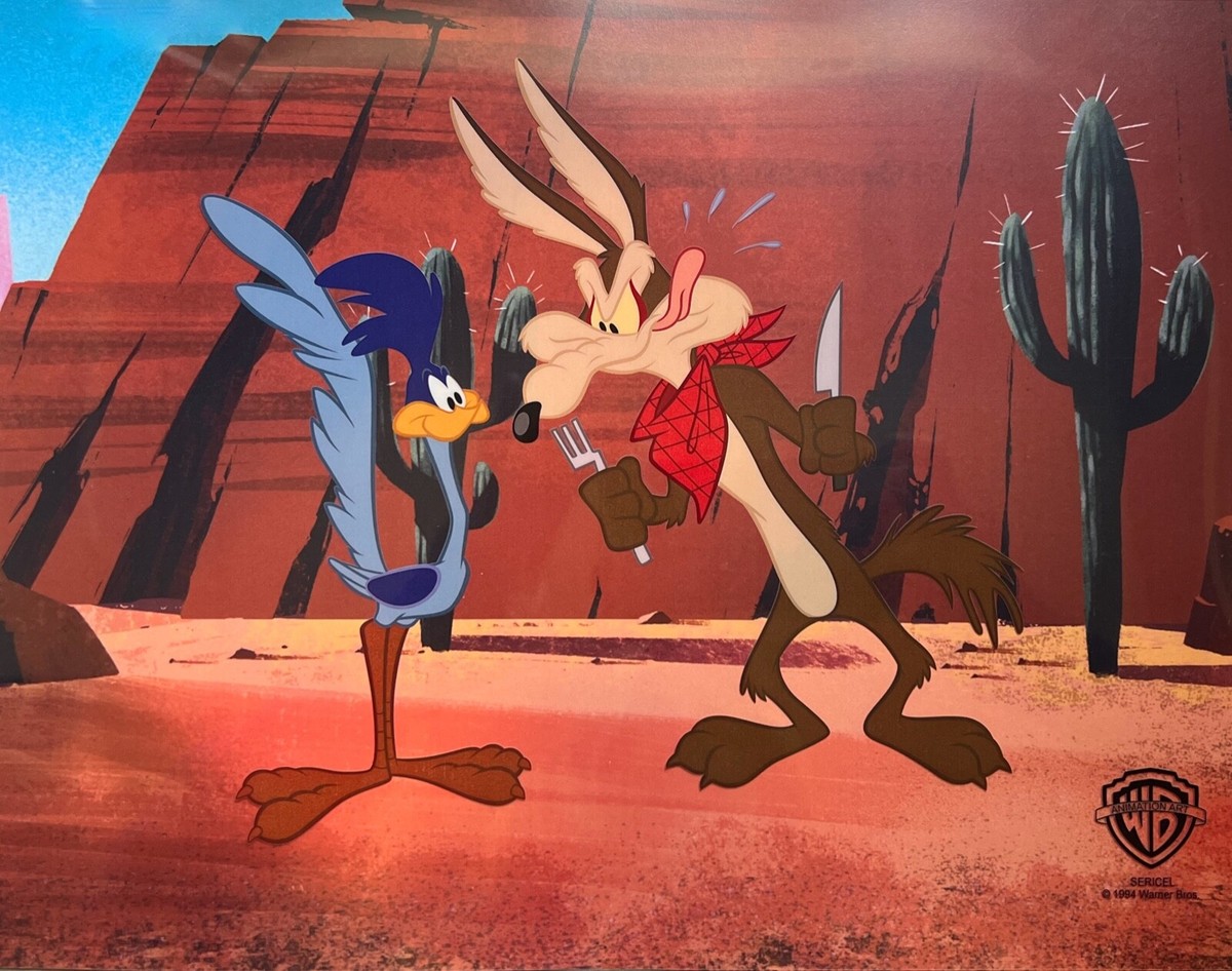 Warner Bros WILE COYOTE ROADRUNNER Sericel Animation Art Cel