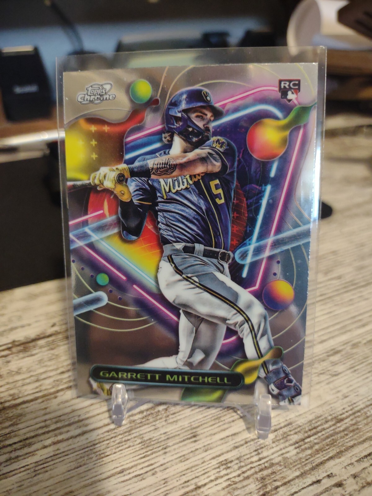 2023 Topps Cosmic Chrome Garrett Mitchell Rc Card #154 Milwaukee Brewers 