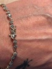 Solid 10k yellow gold natural diamond tennis bracelet 7.75  