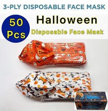 50PCS Halloween Pattern Disposable Face Mask Assorted 3Ply Protector Mouth Cover