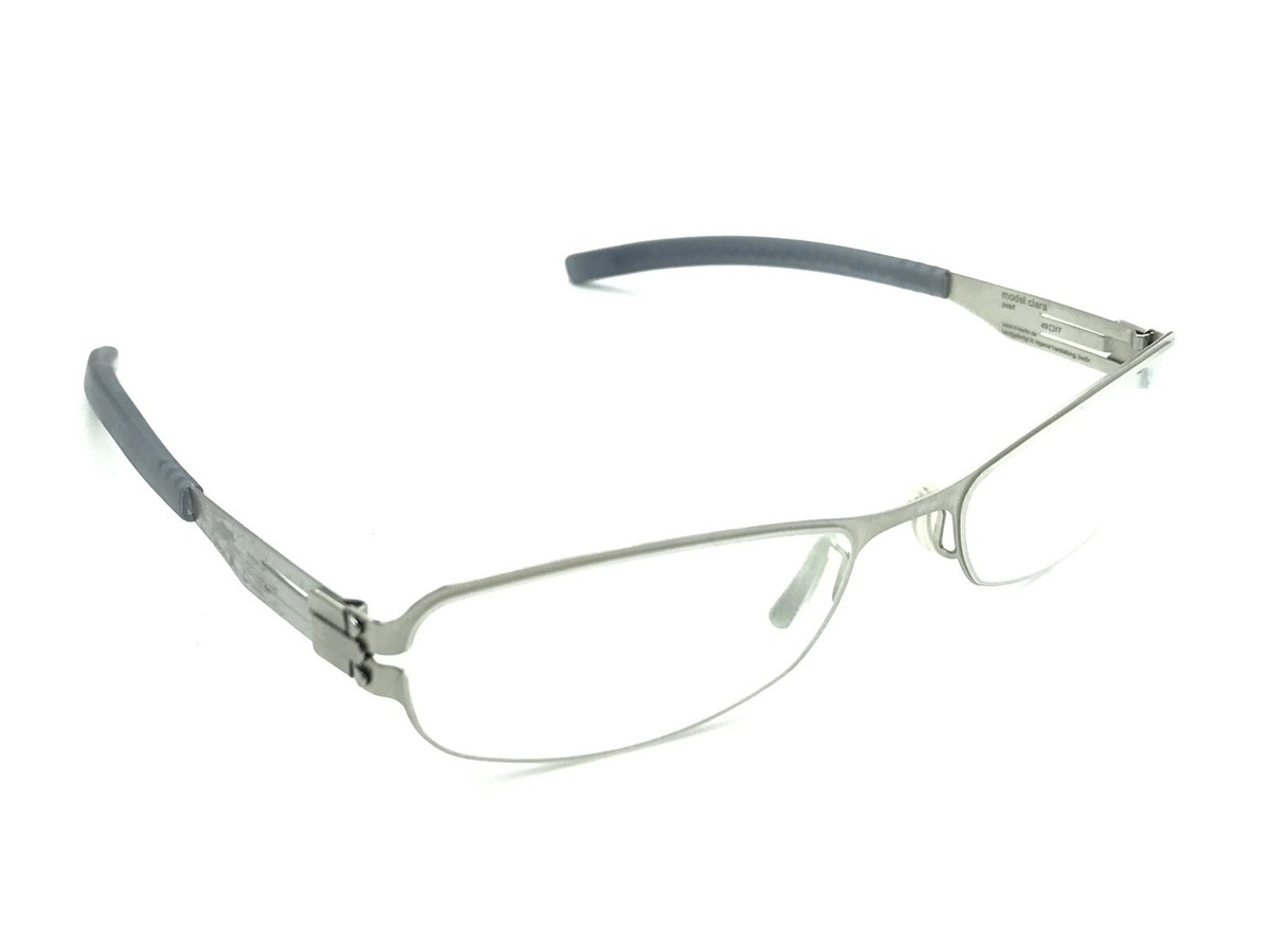 Ic! Berlin Clara Matte Silver Pearl Oval Eyeglasses Frames 49-17 125 Germany