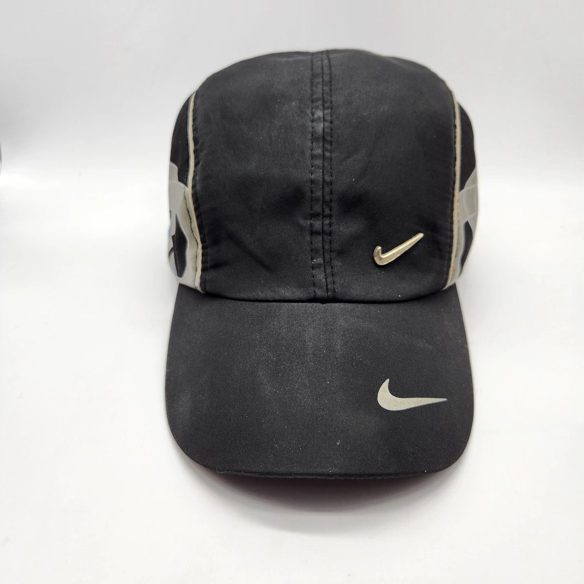 Vintage Nike Athletic Running Hat Baseball Cap Black Adjustable Strap Back  Adult