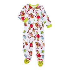 The Grinch Toddler Boys Girls Fleece 1-PC Footed Sleepwear Blanket Sleeper 2T-5T