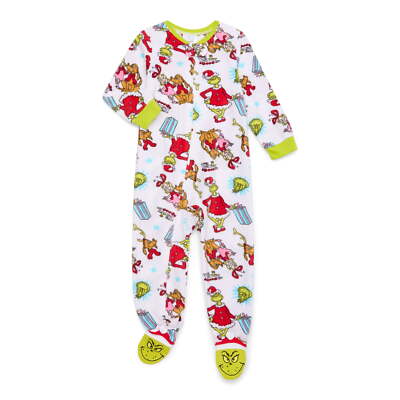 The Grinch Toddler Boys Girls Fleece 1-PC Footed Sleepwear Blanket Sleeper  2T-5T