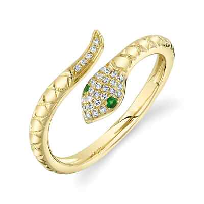 Diamond Snake Ring 14K Gelbgold Größe 5 0,09 CTW Natur