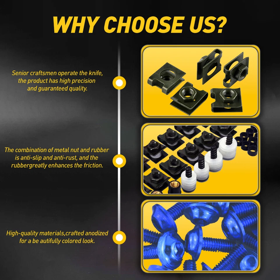 Kit de parafusos azuis parafusos porca M6 M5 conjunto completo de carenagem adequado para motocicleta Yamaha - Imagem 4 de 4