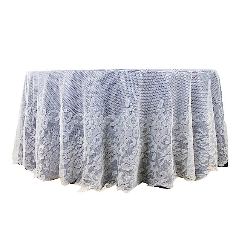 IVORY 120" Premium Lace Round Tablecloth Wedding Party Catering Decorations Sale - Image 2 of 4
