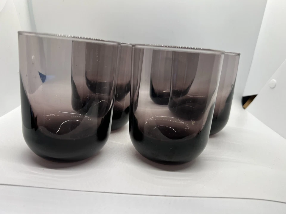 Juego de 6 vasos bajos de vidrio púrpura amatista Libbey fondo pesado  Foto 2 de 4