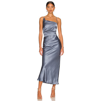 Shona Joy La Lune Asymmetrical Bias Cowl Midi Dress Blue Smoke Size 8 -Worn ONCE
