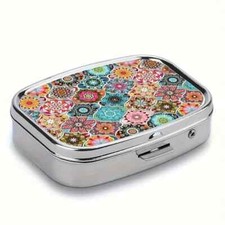 Bohemian Chic Mini Pill Box - 2-Compartment Medicine Organizer, Portable