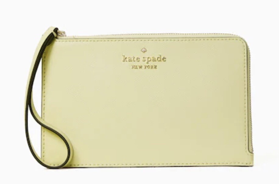 Kate Spade - Jackson Street L-Zip Leather Wristlet - Limelight-NEW