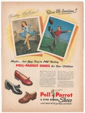1946 Poll Parrot Star Brand Boys Girls Shoes Ballerina Football Kicker Print Ad
