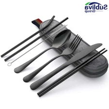 8Pcs/Set Tableware Reusable Travel Dinnerware  9 Color European,American