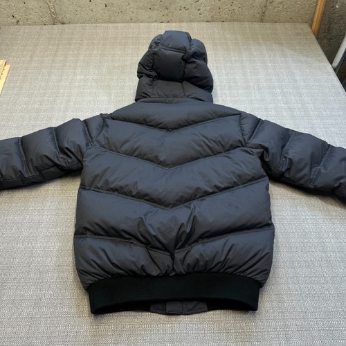 Triple FAT Goose Down Jacket Boys 12 / 14 Dark Grey Puffer Hooded Quilted Blue - Picture 7 of 12