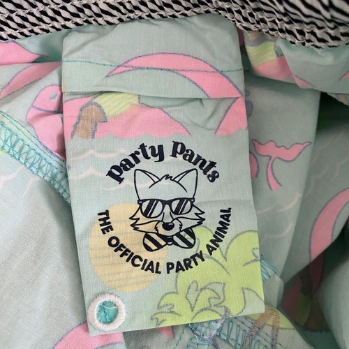 Party Pants Men’s Neon Dinosaur Beerlieve Print Swim Trunks Board Shorts Medium - Picture 9 of 12