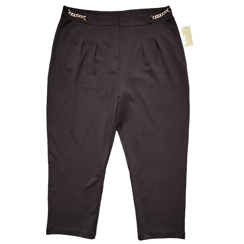 NWT XL Michael Kors Chocolate Brown Knit Pleated Front Ankle Length Pants NEW