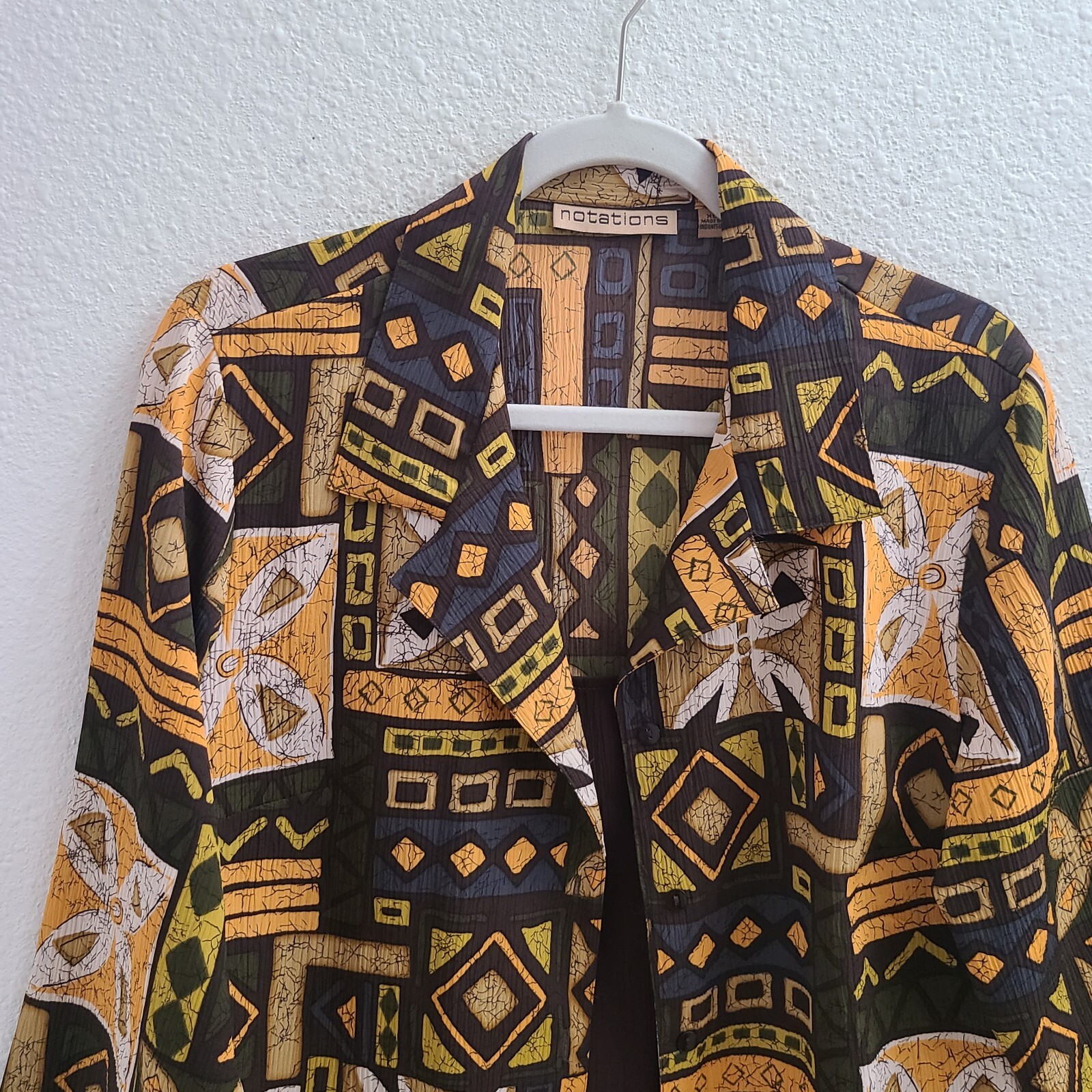 Notations Multi-Colored Collared Button Up Attach… - image 3