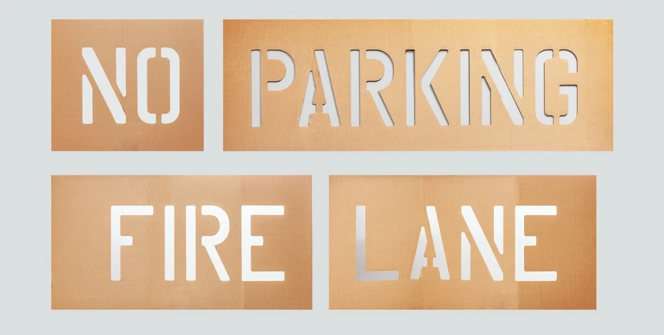 4 INCH TALL FONT NO PARKING FIRE LANE STENCIL CURB, GROUND, WALL