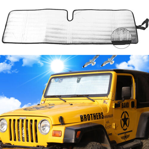 Visor for 97-06 Jeep Wrangler TJ Windshield Sun Shade Foldable Aluminium  Foil | eBay
