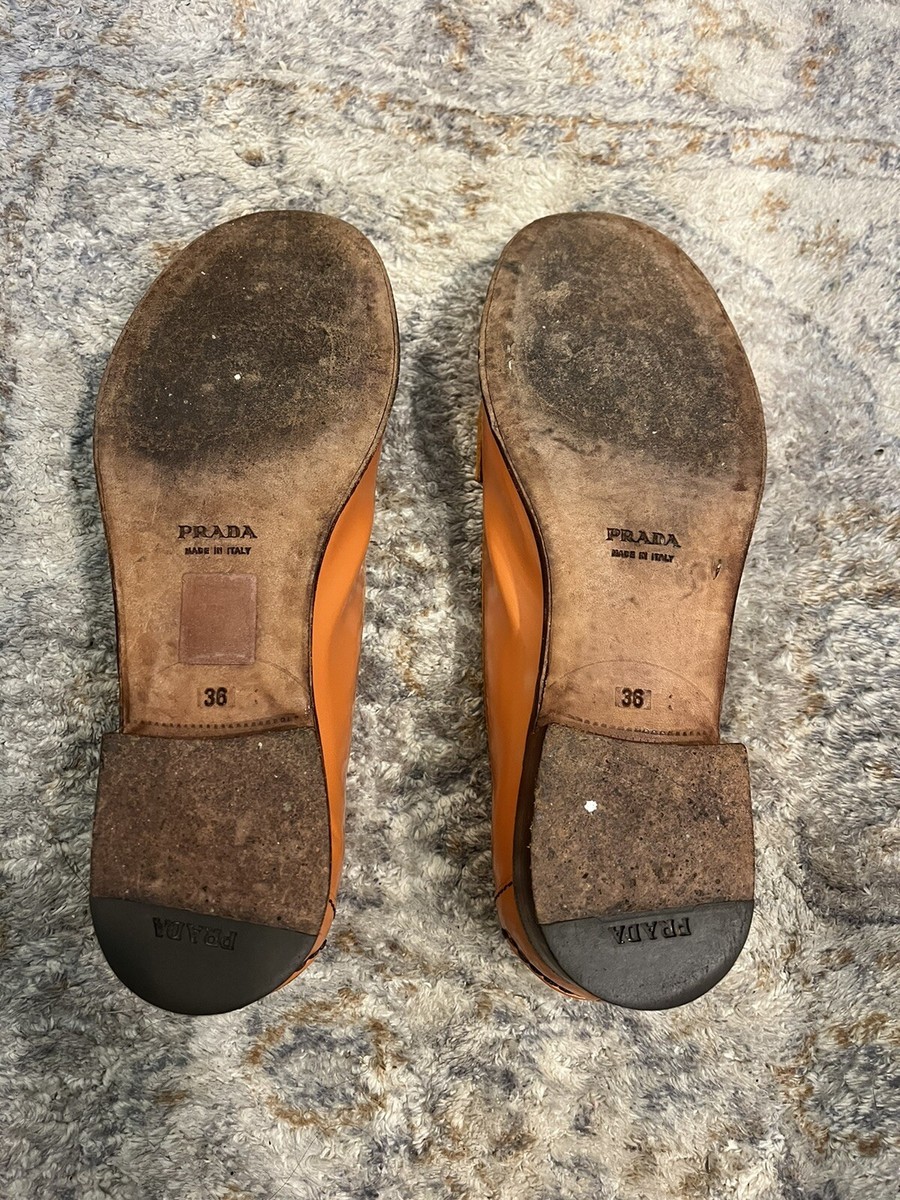 Prada Orange Leather Penny Loafer, Size 36 S/S 2005 runway Prada Orange Leather Penny Loafer, Size 36 S/S 2005 runway